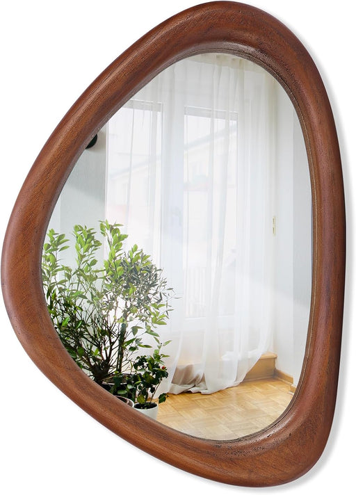 Black Walnut Irregular Wood Wall Mirror FifteenByTenInches