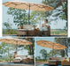 13 Ft Outdoor Patio Umbrella, Large Rectangular Double Sided Market Table Twin Umbrellas with Crank Handle for Deck Pool(Beige)
