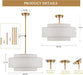 NineteenPointSevenInch Drum Chandelier Antique Gold Linen