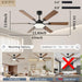 60 Inch Ceiling Fans with Lights, Large Modern Brown Ceiling Fan with Light and Remote Control, 6 Double Sided Blades, 6 Speed Reversible Motor, Dimmable LED, Silent Timing, Indoor Outdoor Patio Use