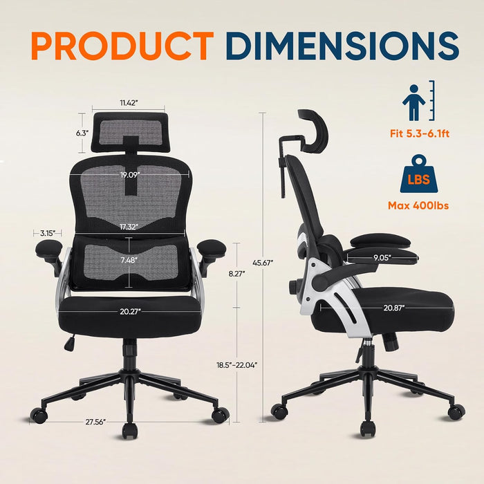 Ergonomic Office Chair 400 Lbs Mesh Desk Chair with Headrest