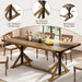 71 Inch Dining Table for 6 People, Rectangular Kitchen Farmhouse Table W/Thickness Waterproof Wood Tabletop,Long Dining Room Tables W/Wood Strip Base for Kitchen Living Room Oak