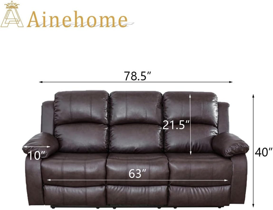 Living Room Furniture Set Leather Recliner Sofa Set Loveseat Chair Furniture Sofa Set for Living Room/Small Space/Rv/House/Office/Theater Seating (A-Brown Leather, Sofa(3Seater))