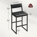 Bar Stools, Set of 2 Bar Chairs with Backrest and Footrest, 26" PU Leather Counter Height Barstools, PU Cushioned Seat, Metal Frame, for Kitchen, Dining Room, Home Bar, Black BABK11R01