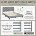Queen Bed Frame with Chevron Channel-Tufted Headboard, Light Grey