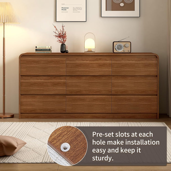 63-Inch Dresser With Curved Anti-Collision Safety Edges