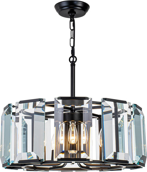 TwentyInch Modern Luxe OnyxBlack Crystal Chandelier FiveLight