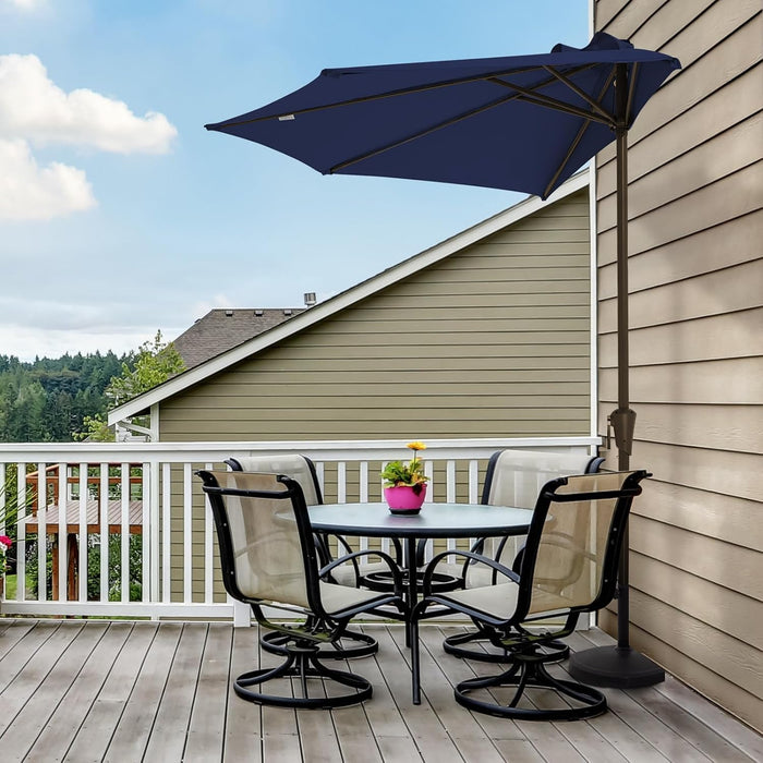 9 Ft Half Outdoor Patio Umbrella W/Crank, Navy