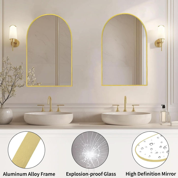 Arched 24x36 Inch Explosionproof Wall Mounted Mirror