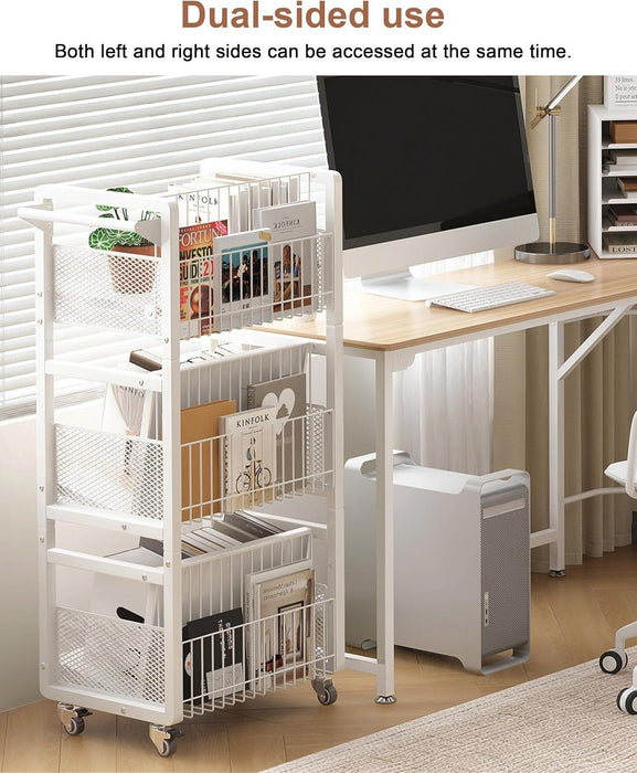 Heavy-Duty Double-Sided Library Cart With Silent Wheels