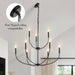 9-Light Black Chandelier for Entryway, Modern Farmhouse Dining Room Light Fixture, Industrial Candle Pendant Light for Foyer Stairway Living Room