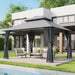 12X10 Gazebo with Double Roof & Mosquito Netting Outdoor Heavy-Duty Party Tent, Patio Tent with Zipper Screens - Backyard Garden Lawn Shelter Includes Wind Ropes Expansion Bolts, Gray