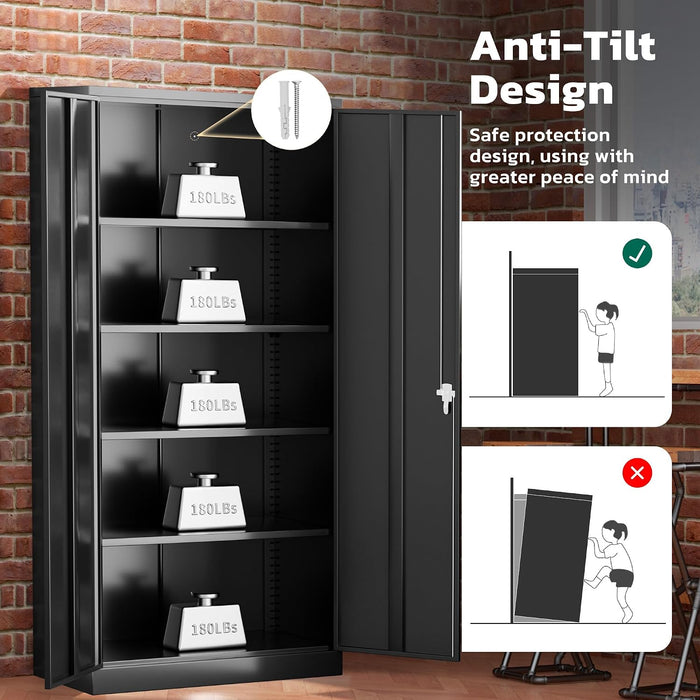 72InchTall GreenVelly Locking Cabinet Metal Storage