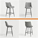 Counter Height Bar Stools Set of 3, FSC Certified Upholstered Faux Leather Barstools with Back, Metal Base, 27" Seat Height, Modern Upholstered Counter Stools for Kitchen Island,(Gray)