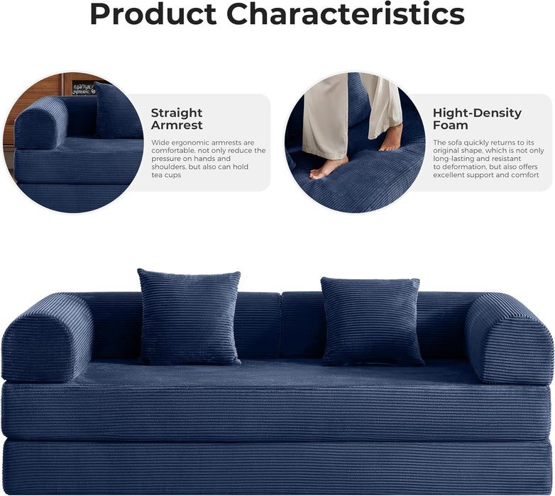 Five In One Transformable Upholstered Navy SofaBed