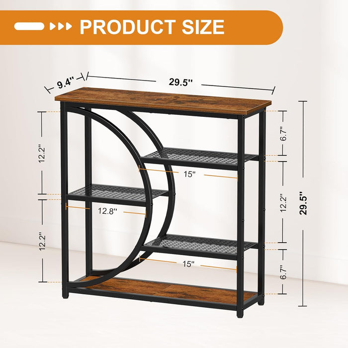 Entryway Table, Narrow Console Table, Industrial Sofa Table with 5 Tier Storage Shelves, Entrance Table for Hallway, behind the Couch, Living Room, Foyer