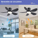 36 Inch Modern Ceiling Fans with Lights, Small Flush Mount Ceiling Fan, Remote/App Control, 5 Reversible Curved Blades, 6 Speeds, 3 CCT Dimmable Lights for Kids Room Bedroom, Black