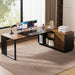 Executive 71 Inch L Shaped Desk with File Cabinet, Walnut+Black