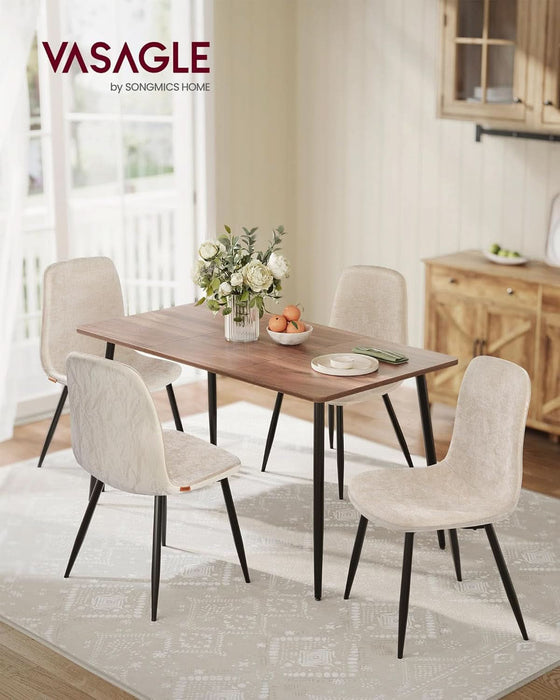 Dining Chairs, Set of 4 Dining Room Chairs, Metal Frame, Adjustable Feet, Easy to Clean, Chenille Fabric, Glacier-Textured Synthetic Leather, for Kitchen, Cream White UKDC188W01