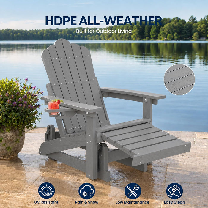 Adirondack Glider Chairs Set of 2,With Retractable Ottoman,Adjustable Back