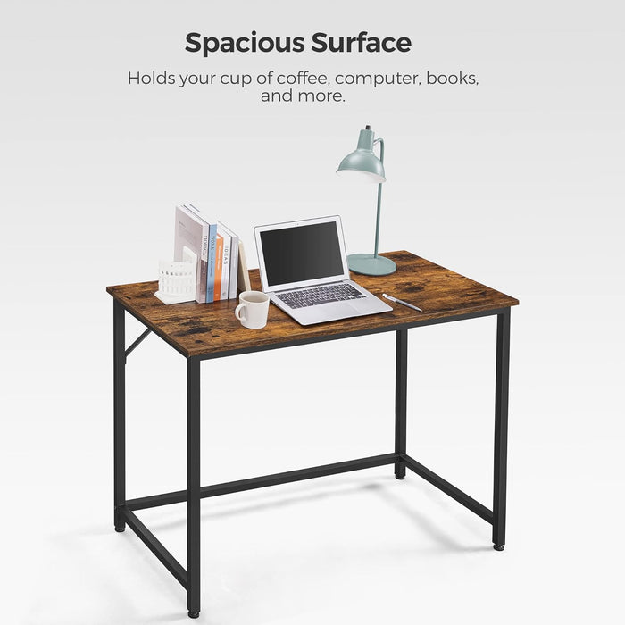Computer Desk, Gaming Desk, Home Office Desk, for Small Spaces, 19.7 X 39.4 X 29.5 Inches, Industrial Style, Metal Frame, Rustic Brown and Black ULWD41X