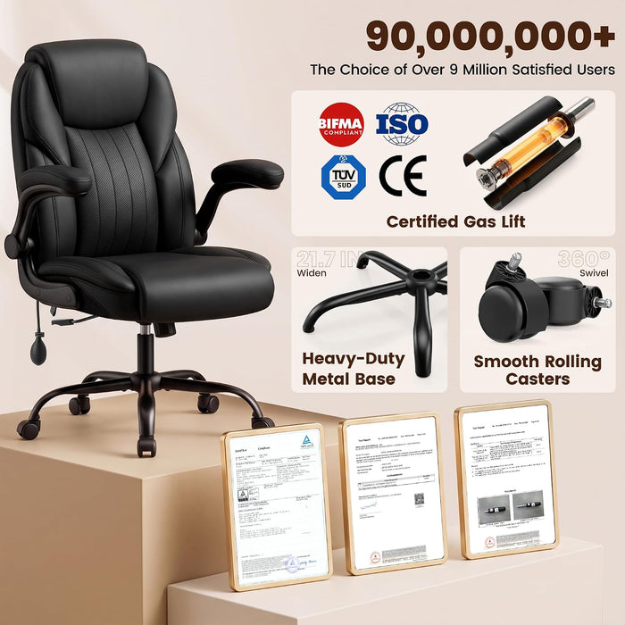 Office Desk Chair, Computer Chair with Inflatable Lumbar Support