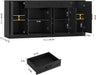71” Large Buffet Cabinet with Storage, Sideboard Buffet Cabinet with Adjustable Shelves and 6 Soft-Close Doors, Wood Coffee Bar Console Table for Kitchen, Dining Room, Black