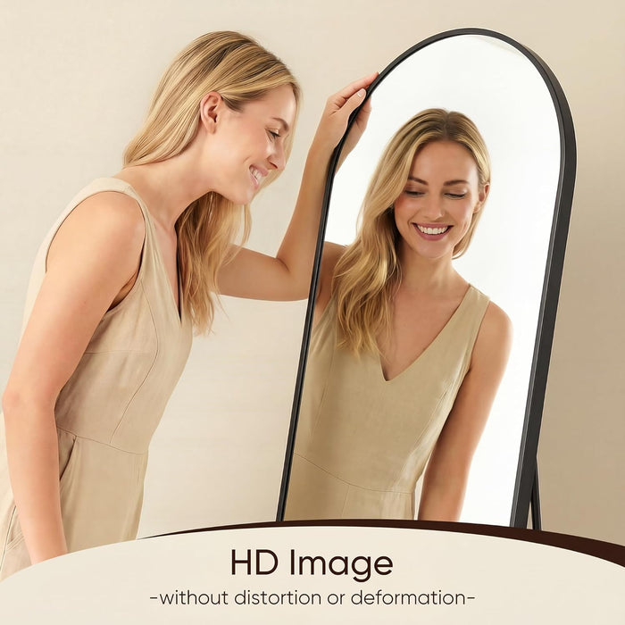 Full Length Mirror, 76"X34" Floor Mirror, Arched Floor Standing Freestanding Arch Full Body Mirrors with Stand for Bedroom, Hanging Mounted for Living Room Cloakroom,Black