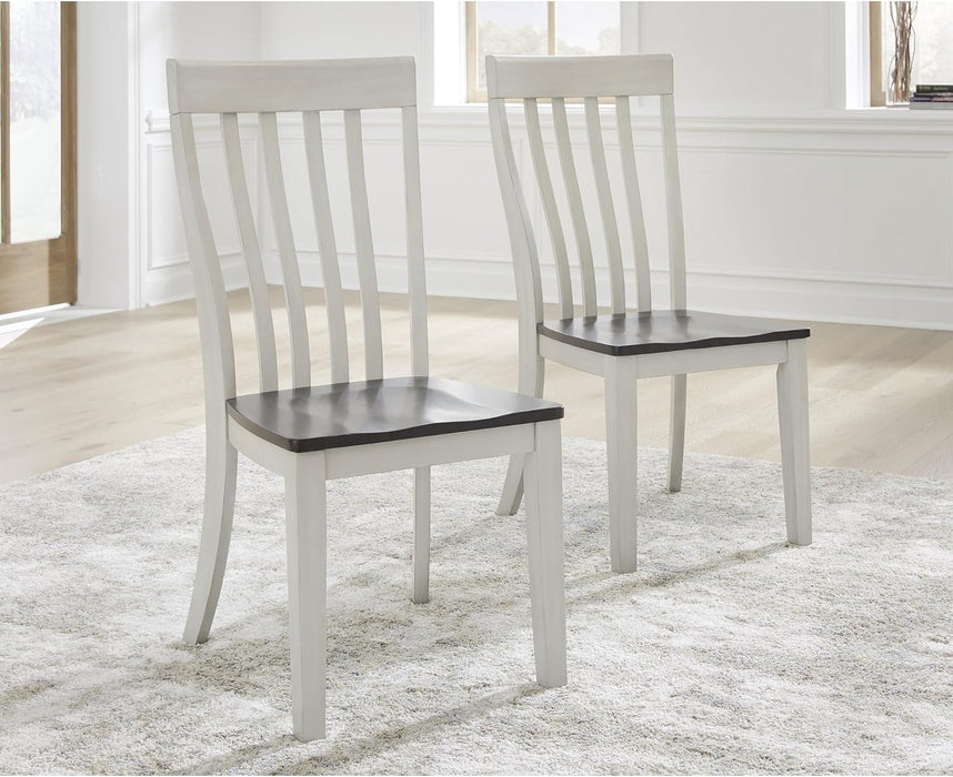 Darborn Farmhouse Armless Dining Chair with Contoured Seat, Set of 2, White & Gray