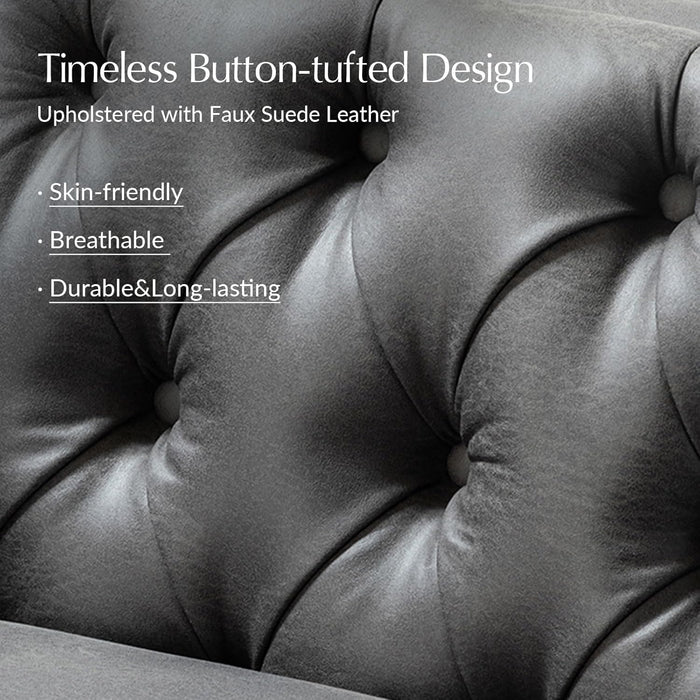 84Inch FauxLeather SofaBed With MetalLegs Midcentury Upholstered