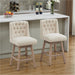 26" Swivel Bar Stools Set of 2, Counter Height Barstools with Back, Linen Fabric Upholstered Bar Stools, Modern Barstools Wood Legs for Kitchen Island Dining Room Bar