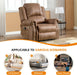 Power Recliner Chair with Massage and Heat, Faux Leather Electric Recliner Chair, Classic Single Sofa with Rivet Decoration for Living Room, Nut Brown