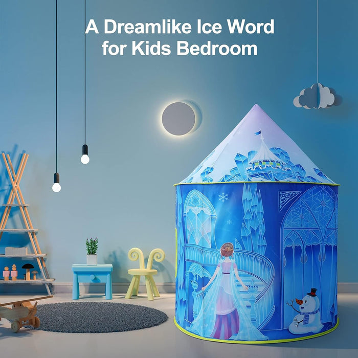 Princess Play Tent for Girls, Frozen Toy, Ice Castle Kids Playhouse for Indoor & Outdoor, Imaginative Castle Tent with Carry Bag, Perfect Easter, Birthday & Valentine Gift for Girls Ages 2–8
