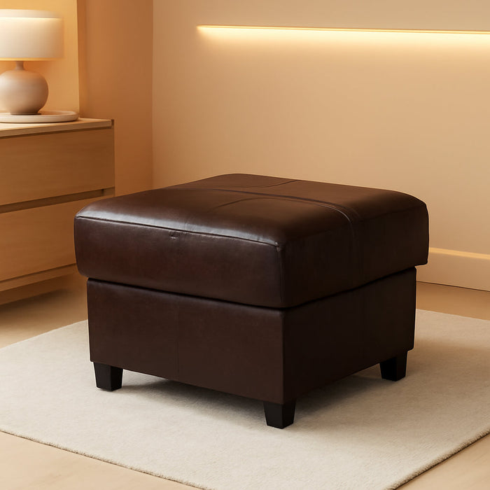 Folding Storage Bench, Cube PU Leather Footstool with Legs, Coffee Table, Ottoman with Storage for Living Room, 23.6 X 23.6 X15 Inches, Brown