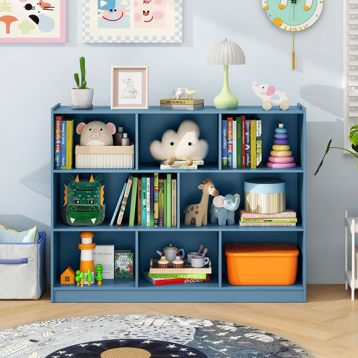 Bright Blue 8 Cube Bookcase Freestanding Multifunctional