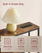Console Table with Power Outlet, 2-Tier Narrow Sofa Table with 2 Shelves, 7.9 X 31.5 X 31.5 Inches, for Living Room, Hallway, Entryway, Rustic Brown and Ink Black ULNT135K01