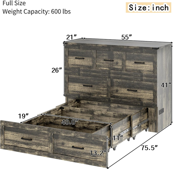 Full Murphy Bed With Integrated USB ChargingStation