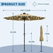 10FT Solar Patio Umbrella with LED Lights, UV Resistant Outdoor Shade