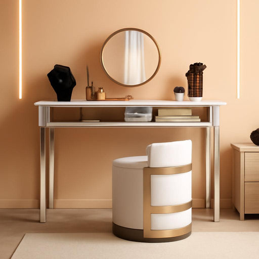 42" Silver Mirrored Vanity Desk, Makeup Table with 2 Drawers, Mirrored Console Table, Mirror Desk with Drawers, Mirror Console Tables for Women Girls Entryway Home Office Writing Desk