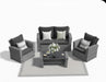 Wicker Patio Conversation Set with Tempered Glass Table and Outdoor Cushions for Backyard Living