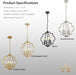 Brushed Gold 4-Light Geometric Dining Pendant Chandelier