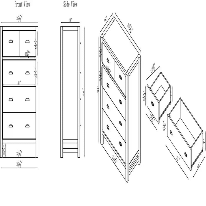 Arden 5-Piece Wood Bedroom Set with King Bed, 2-Drawer Nightstands, 5-Drawer Chest, 6-Drawer Dresser