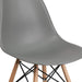 Elon Series Moss Gray Plastic Chair with Wooden Legs for Versatile Kitchen, Dining Room, Living Room, Library or Desk Use