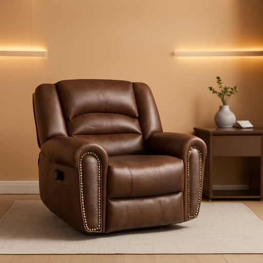 Electric Power Recliner Set of 2, Breathable Bonded Leather Reclining Chair Classic Home Theater Recliners Seating W/USB Port, Electric Recliner Chairs for Living Room (Nut Brown)