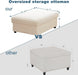 Corduroy Ottoman with Storage,Square Ottomans Easy of Assembly, Couch Ottoman for Living Room,Apartment and Bedroom (Beige, Ottoman)