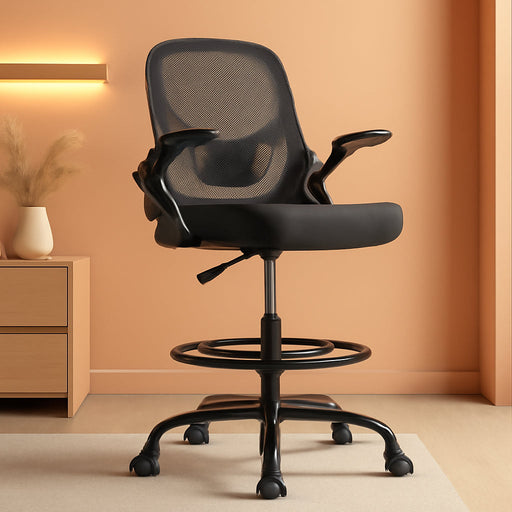 Drafting Chair, Tall Office Chair, Standing Desk Chair, Black，1Pk