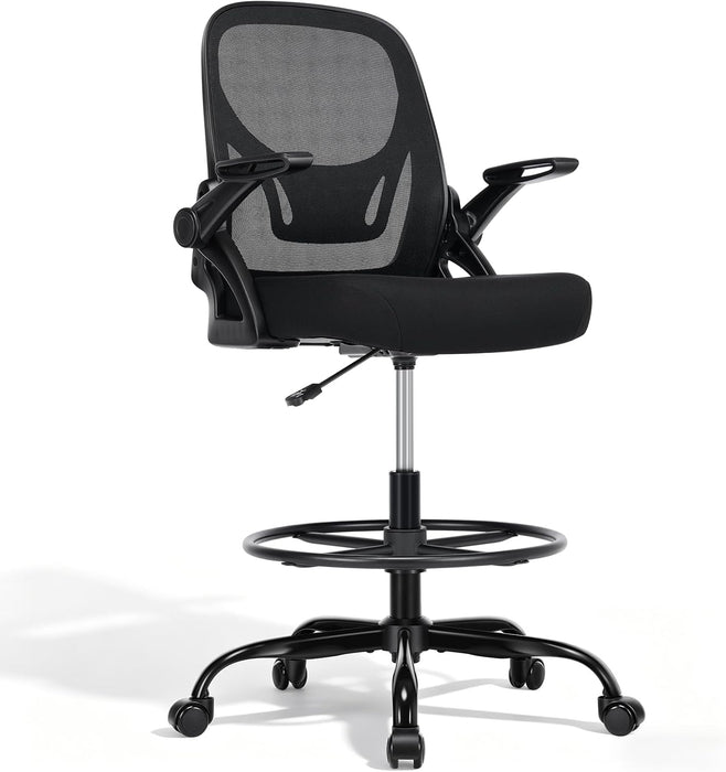 Drafting Chair, Tall Office Chair, Standing Desk Chair, Black，1Pk