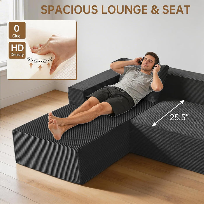 103-Inch UltraCorduroy Sectional Sofa With Left Chaise