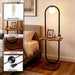 47-Inch Arch Floor Lamp, Modern Standing Lamp with Table, Black Metal Frame with Globe Shade, Living Room Bedroom Lighting, G9 LED Bulb Included for Sofa Beside/Corner Decor