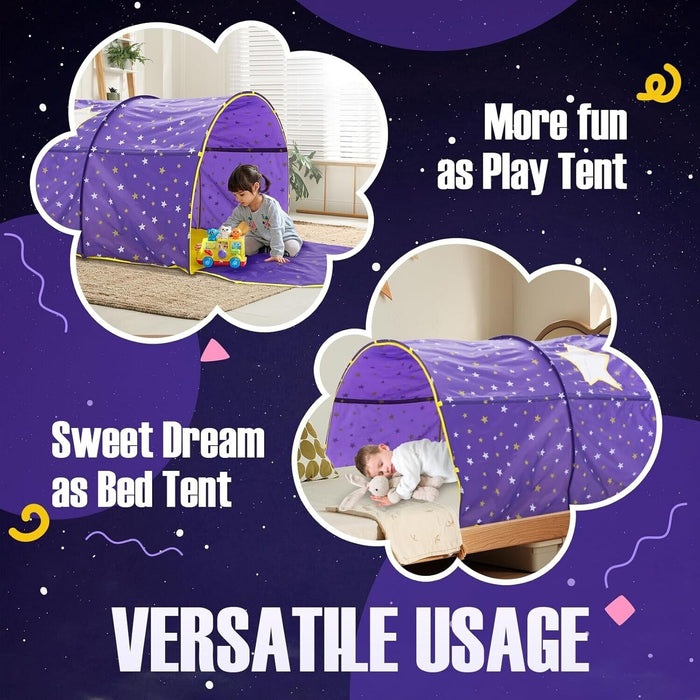 Starlight Glow in the Dark Bed Canopy for Twin Kids - Easy Setup Playhouse